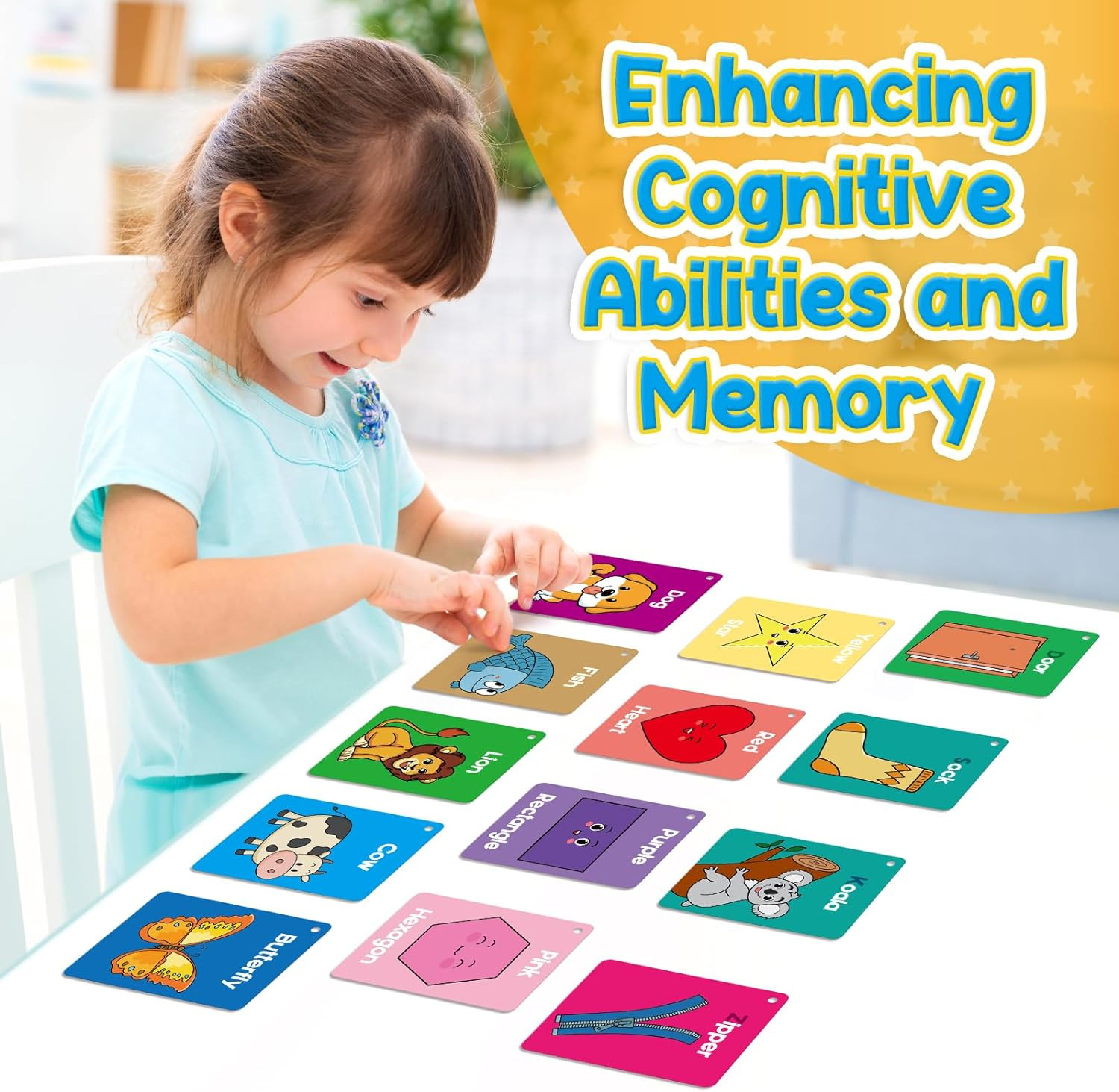 Toddler Flash Cards for Kids, Learning Alphabet, Numbers, Shapes, Colors, Animal