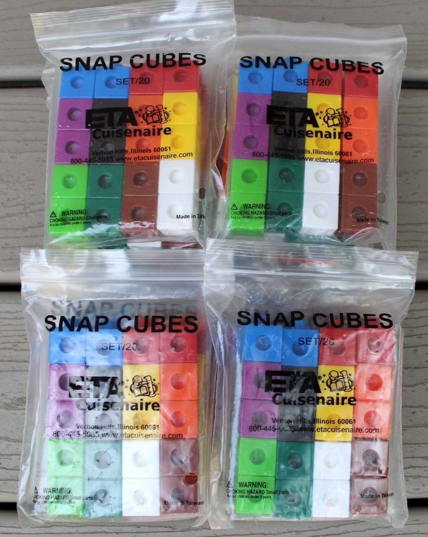 Lot of 400 ETA Cuisenaire SNAP CUBES Plastic Multiple Colors 20 Bags of 20 Cubes