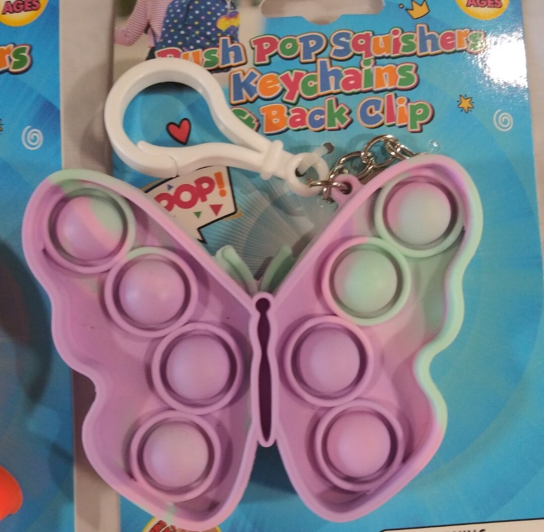🎒Lot of 3 Pop! Keychain & Back Clip Push Pop Squishers Sensory Toy Stress◀