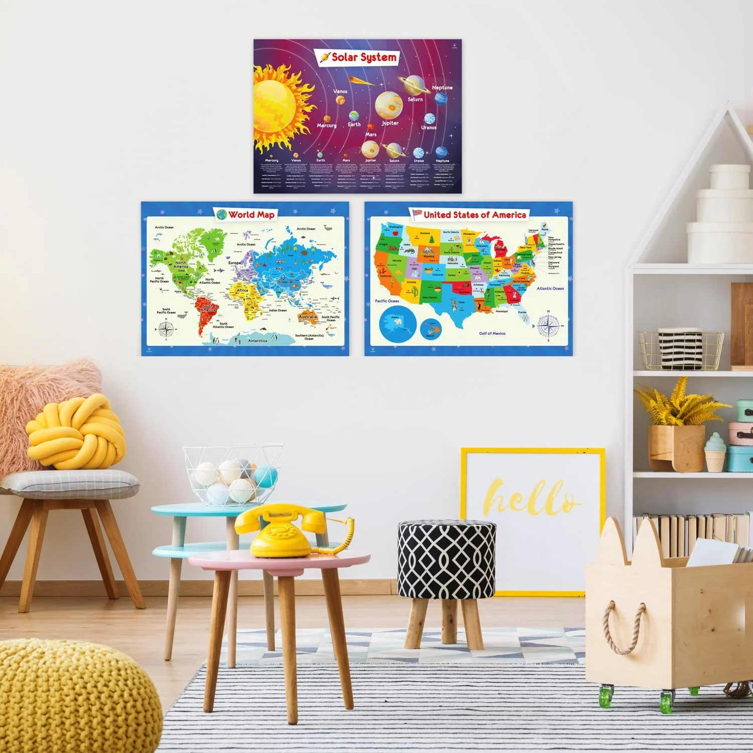 26 Set of 50 Educational Posters for Kids – Multiplication Chart, Periodic Table