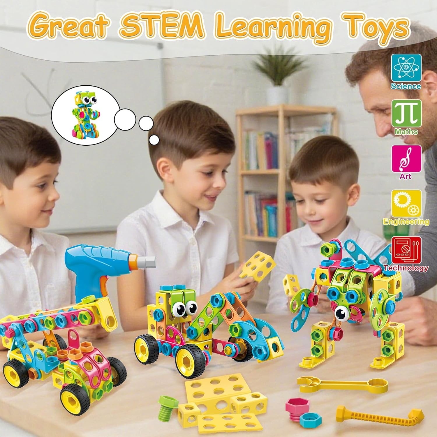 Juguetes de construcción para niños, 199 piezas de bloques educativos para prees