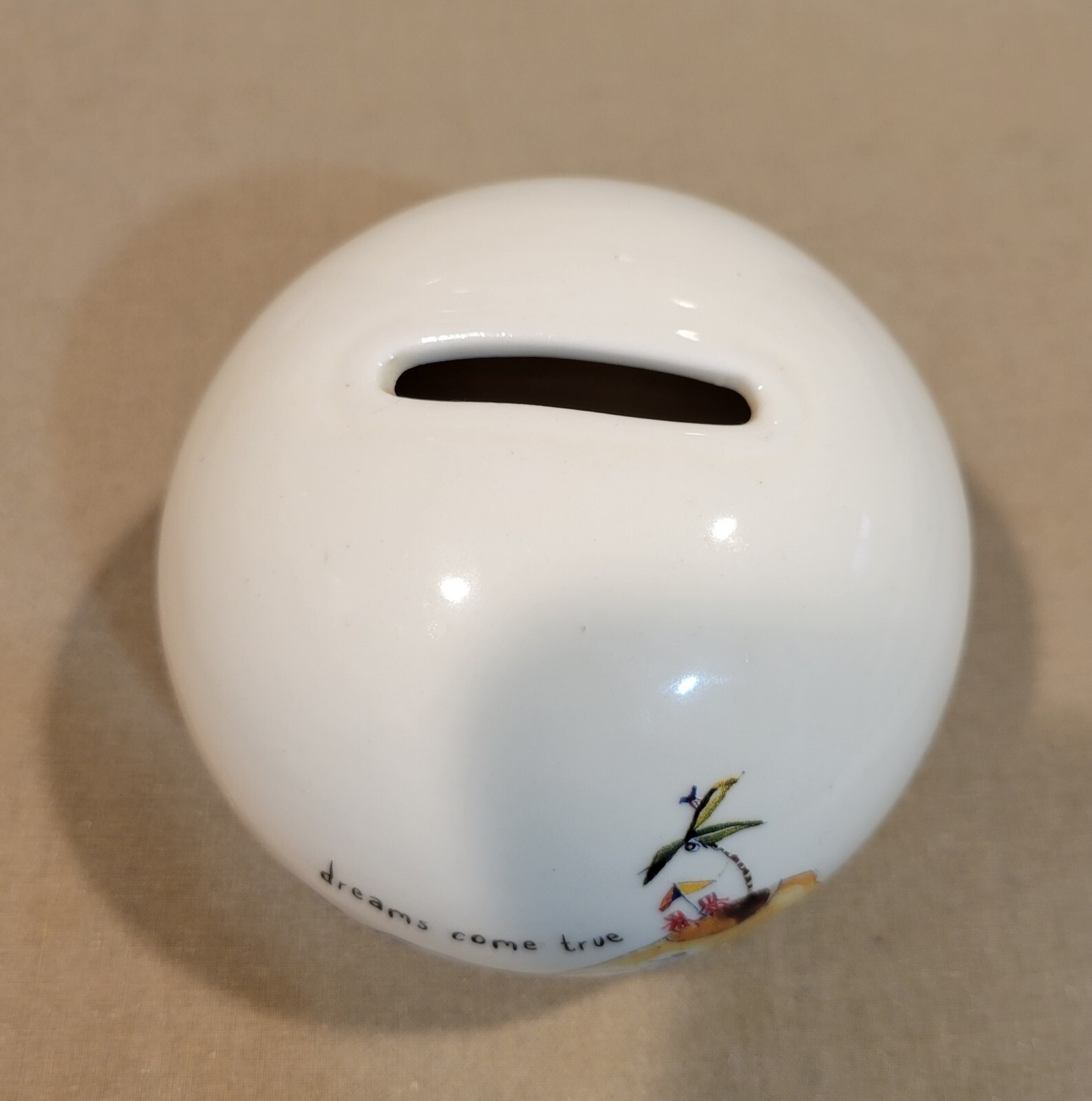 “Dreams Come True” White Oval Ceramic Piggy Bank, Buying a Private Island