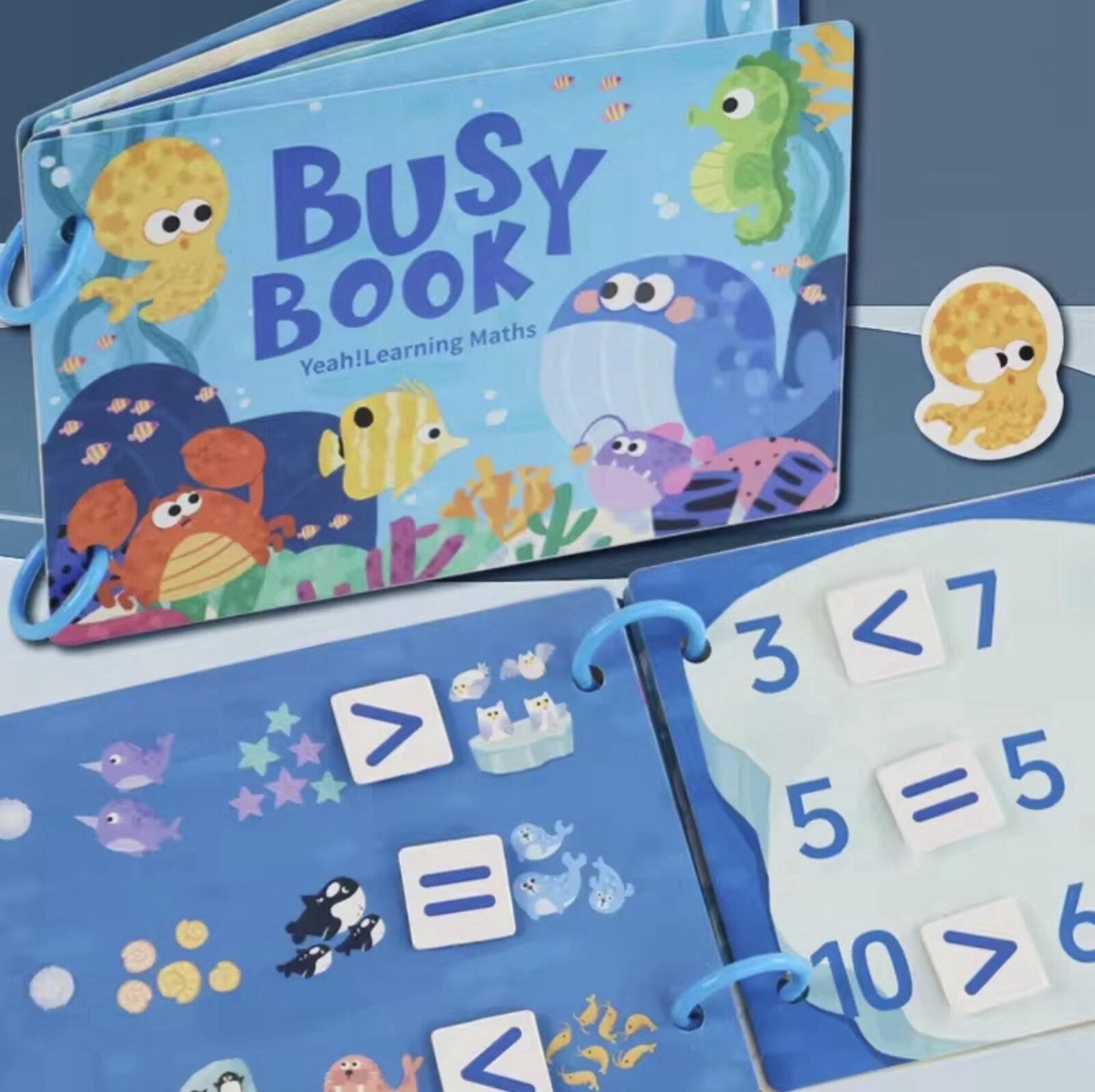 Montessori Ocean Math Busy Book Toddler Quiet Activity Learning Book Blue
