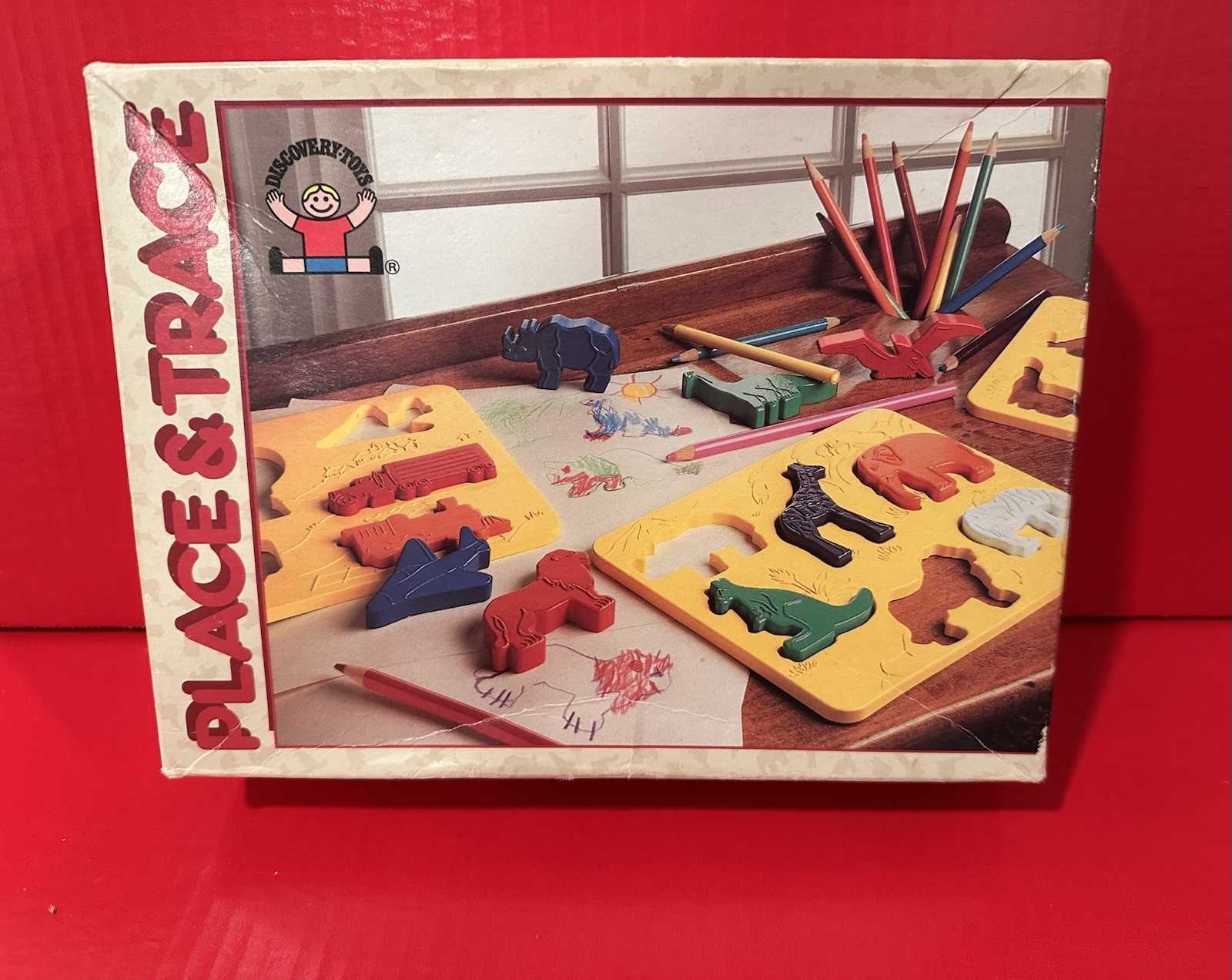 Discovery Toys Place & Trace Dinosaurs Animals Vehicles 1984 USA ~Complete Set!