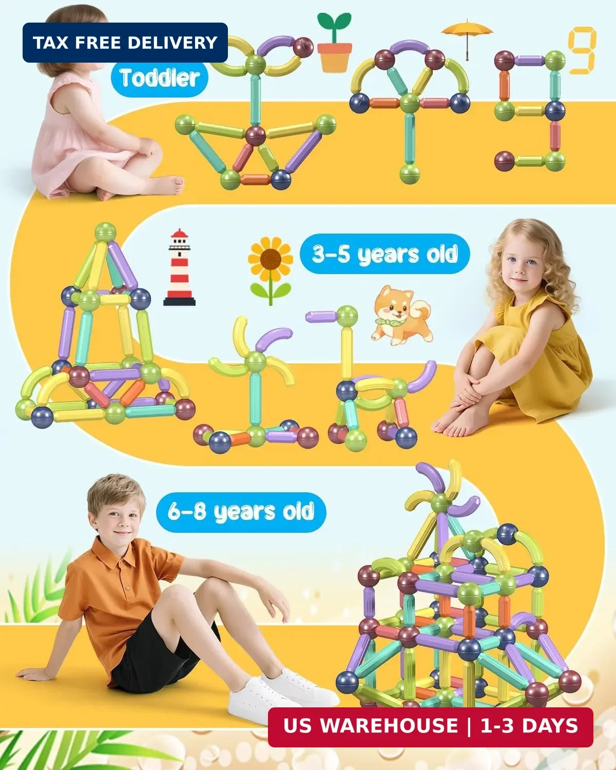 Magnet Toys Magnetic Building Blocks,STEM Starter Toys for Kids Age 3-5Preschool