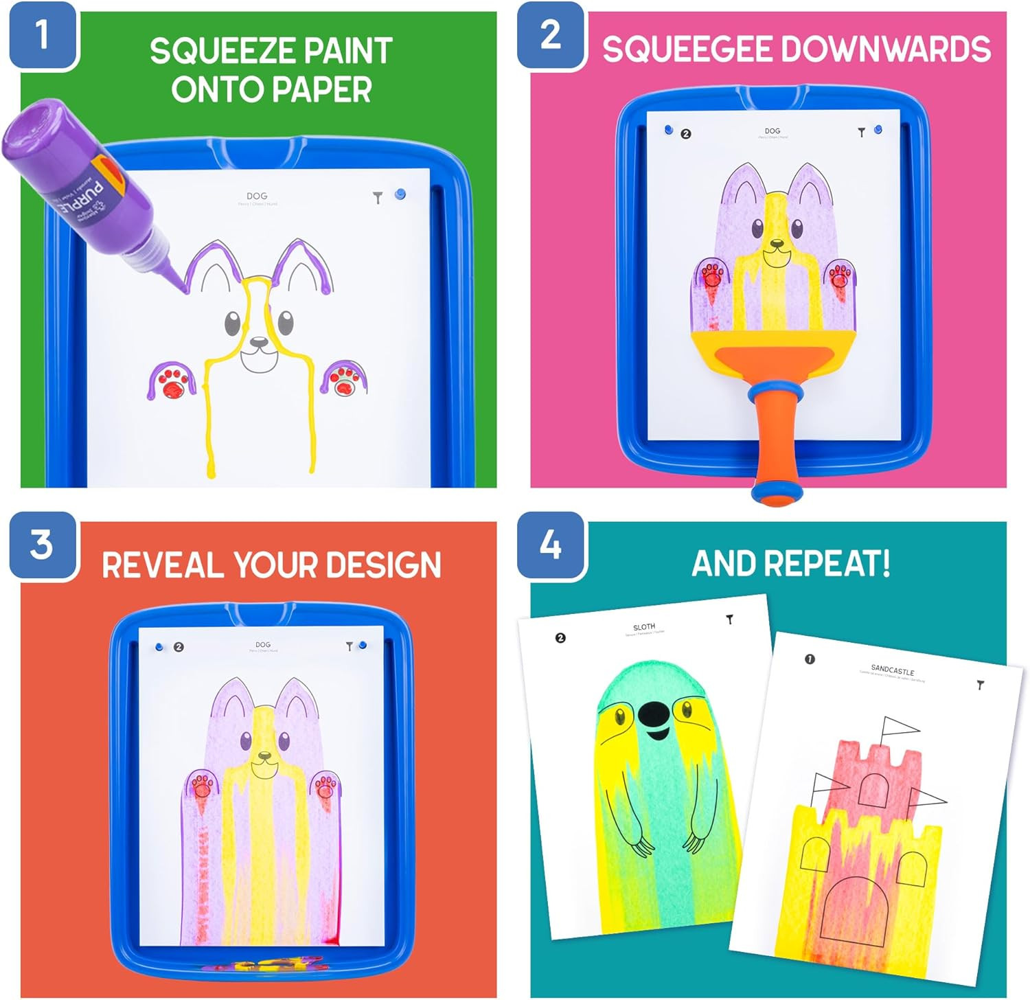 Squeegee Art Kit – DIY Crafts for Kids Ages 4-8, Squeegee Painting Kit for Kids,