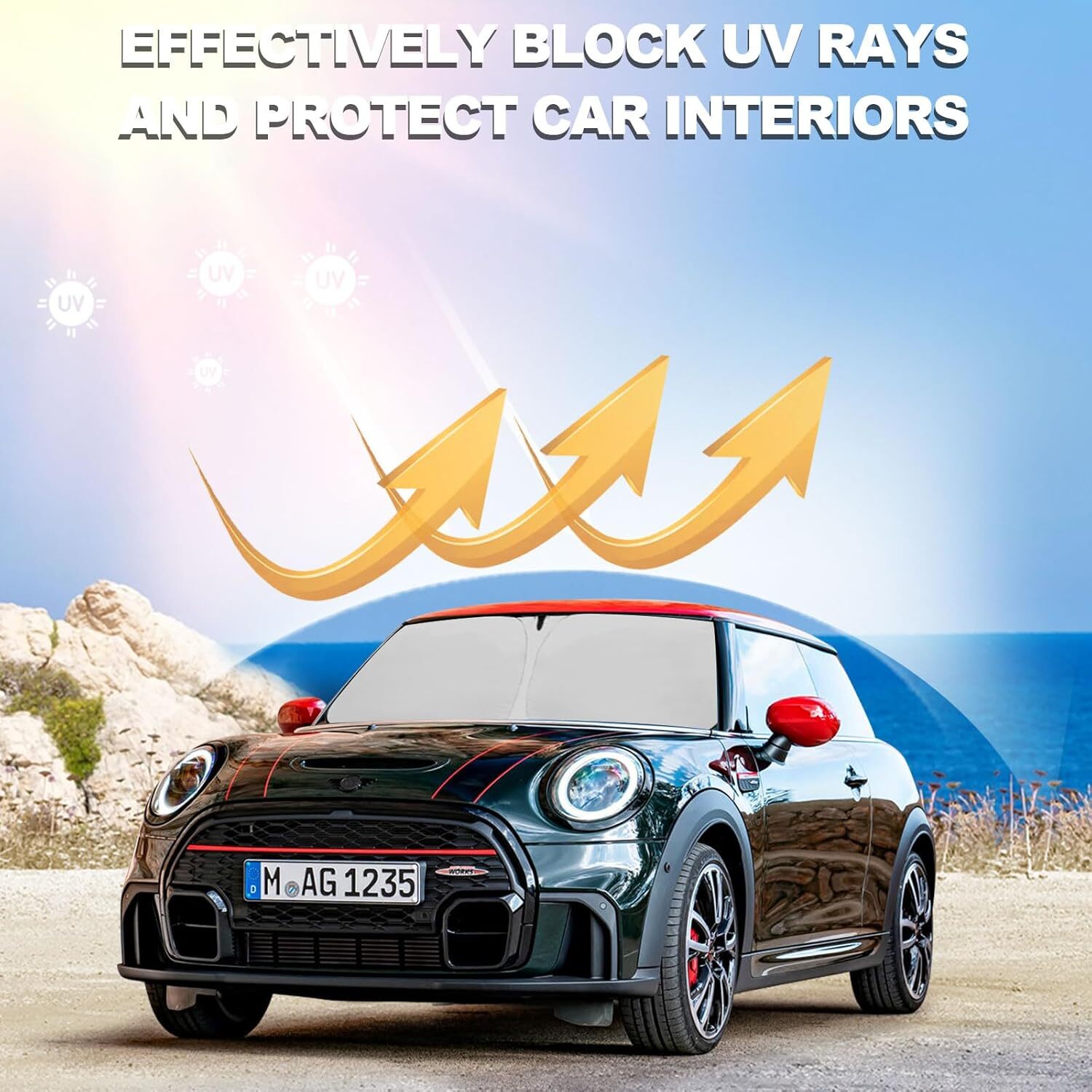 Union Jack Flag Front Windshield Sunshade fit for 2015-2024 Mini Cooper Cooper S