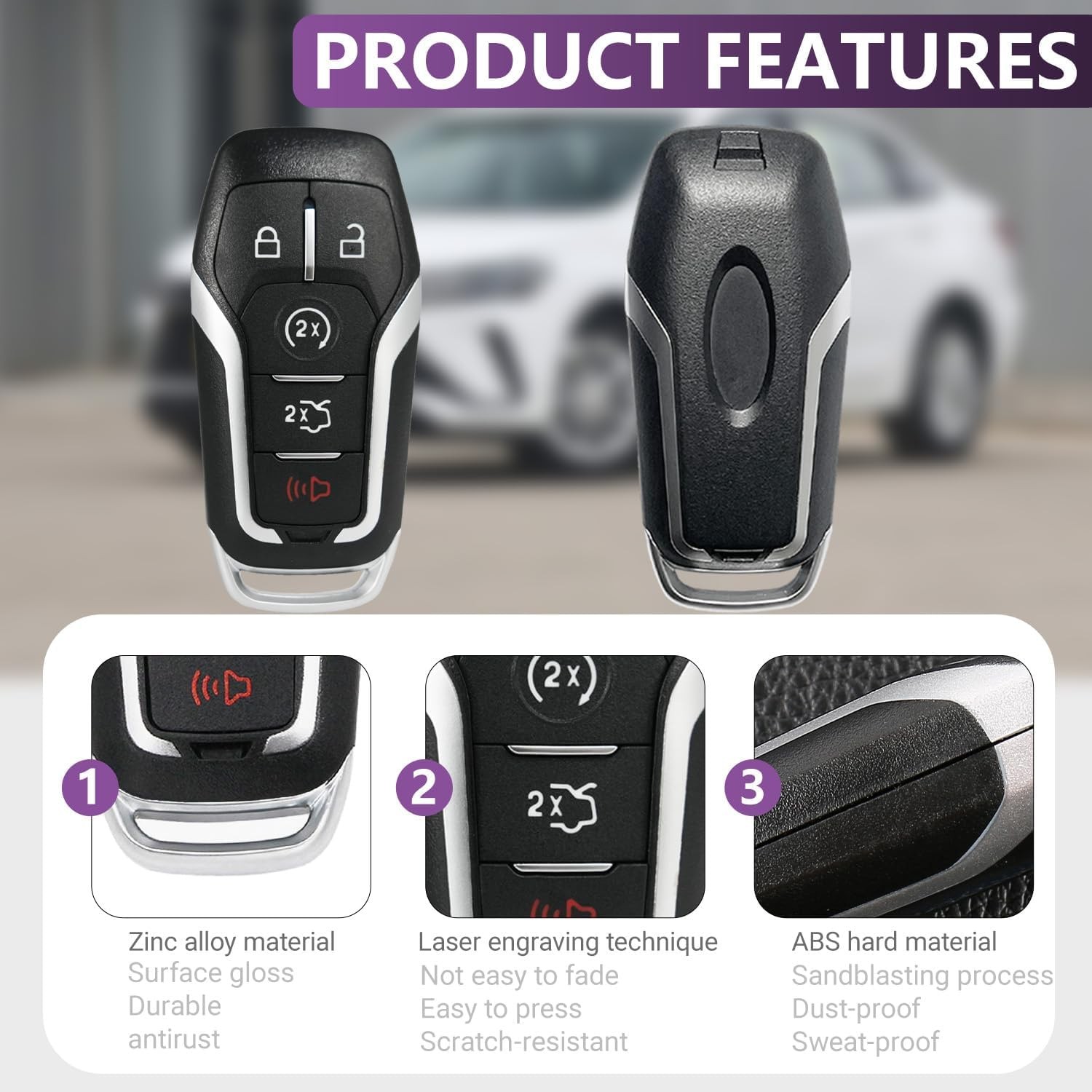 Key Fob Case for Ford F150 F250 F350 Mustang Explorer Edge Fusion Lincoln MKZ…
