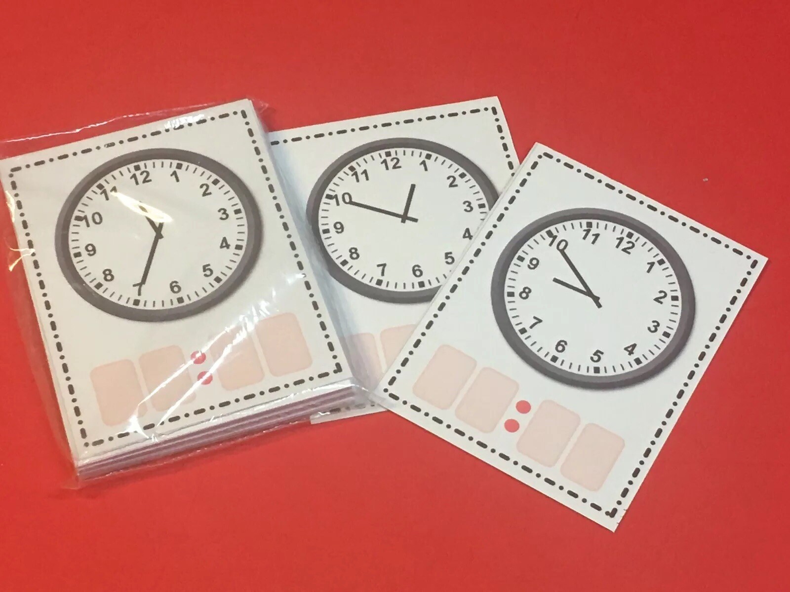 DRY ERASE – LEARN TO TELL THE TIME CLOCK FACE – 40 LAMINATED FLASH CARDS