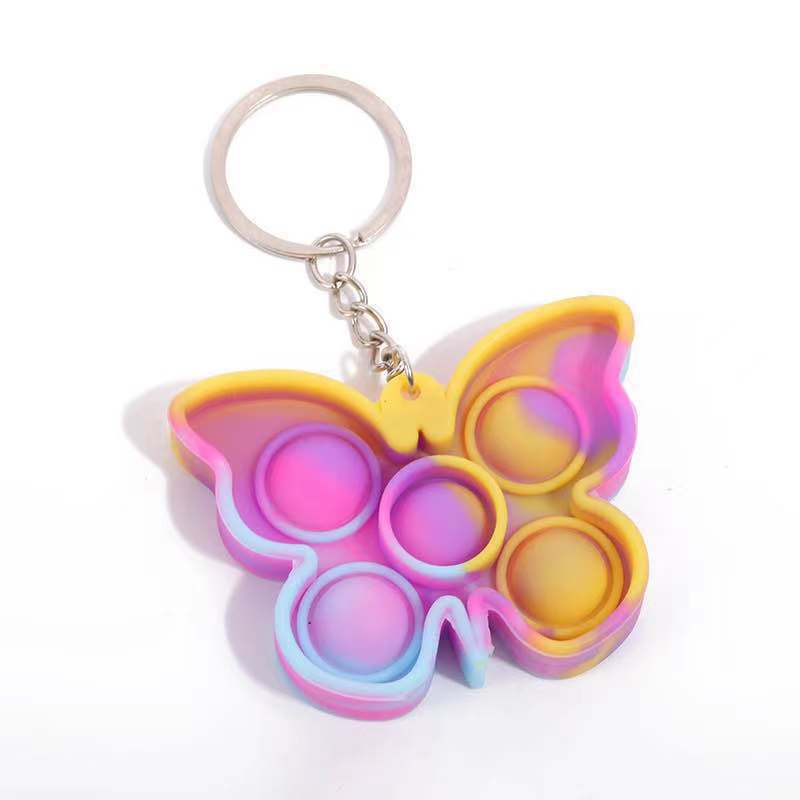 New Mini Keychain Butterfly Push Pop It Bubble Fidget Sensory Toy Stress Relief