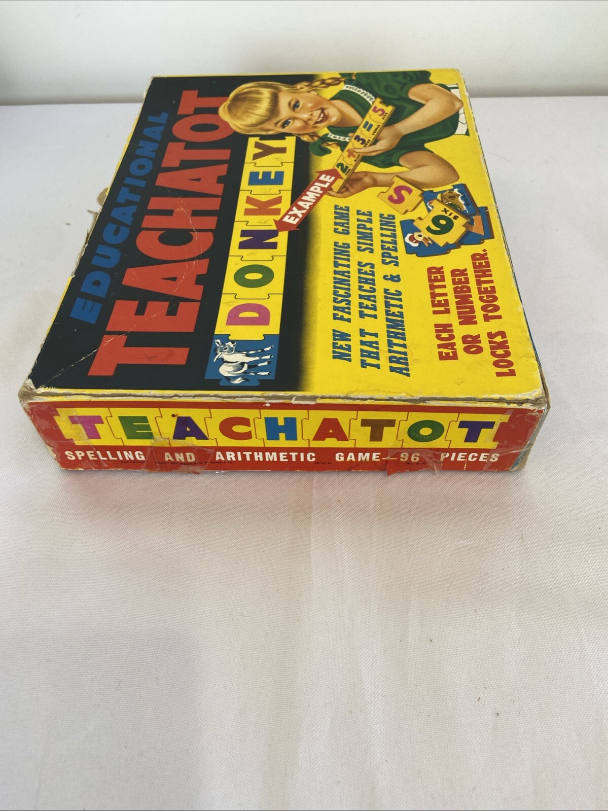 Vintage 1964 Educational Teachatot letters picture & Numbers locking game