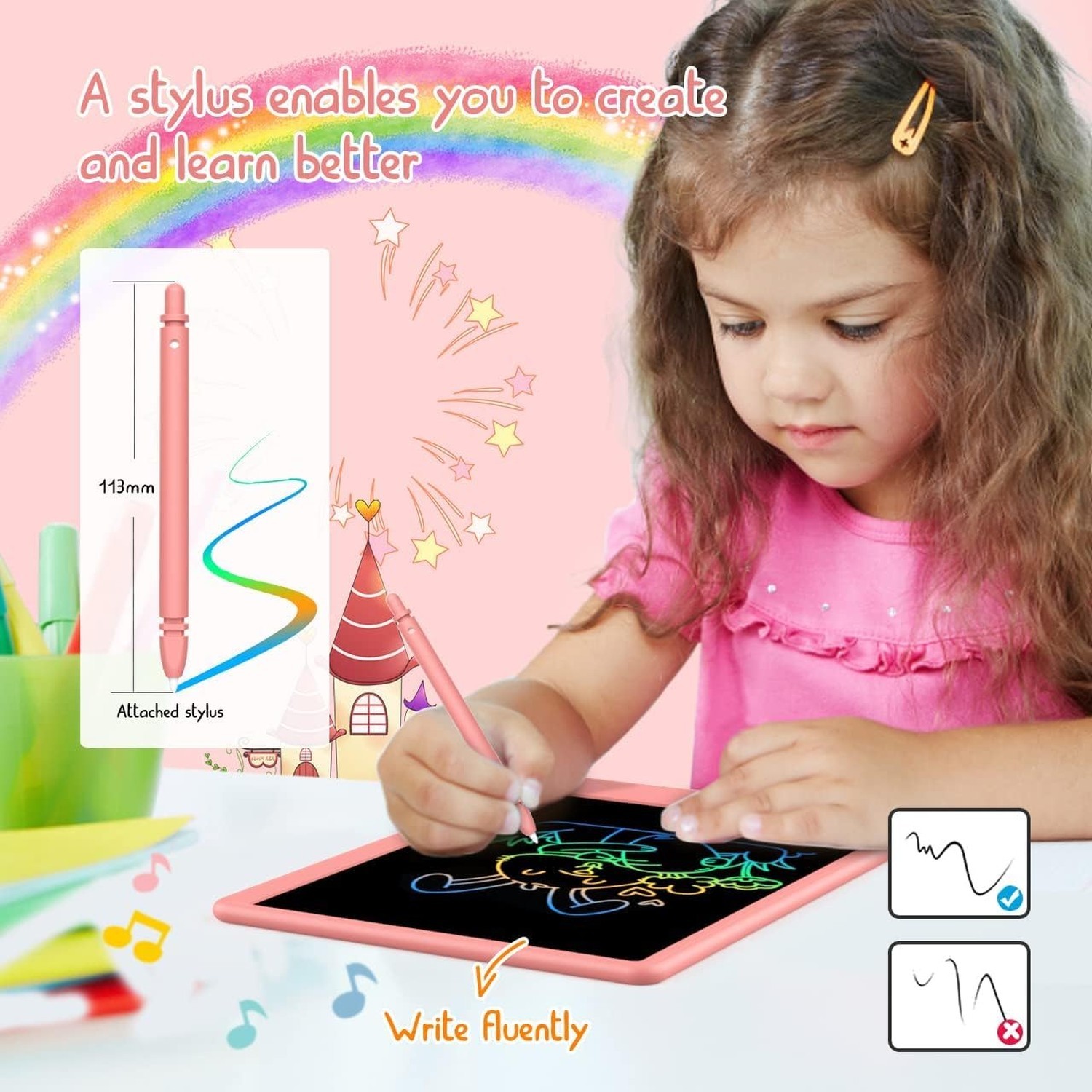 BUKEBU LCD Writing Tablet Doodle Board,10.5 inch Colorful Drawing Pad,Electro…