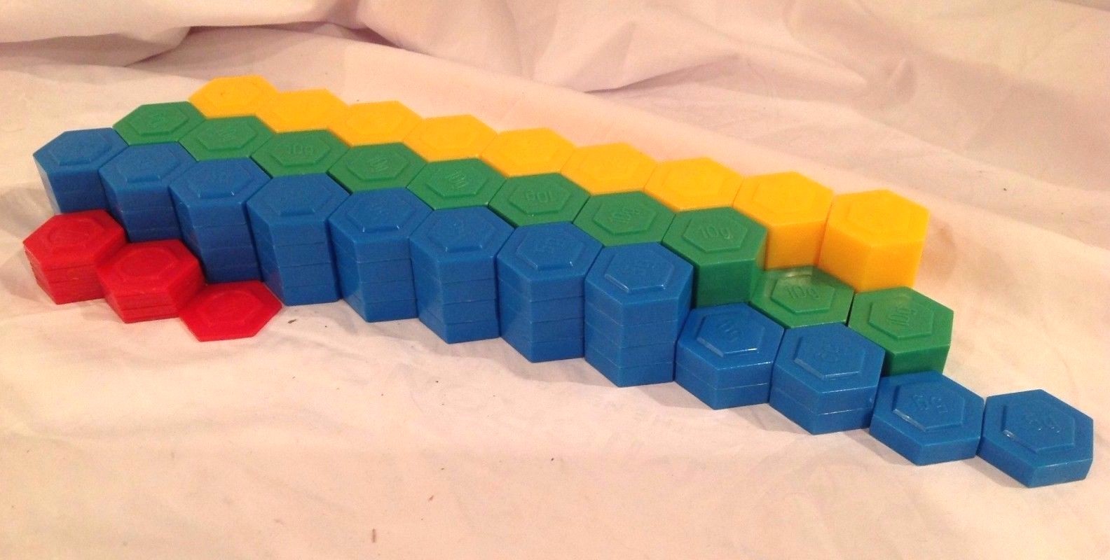 Educational Math Wood Cubes Pattern Blocks Weights School Teacher Learning Lot