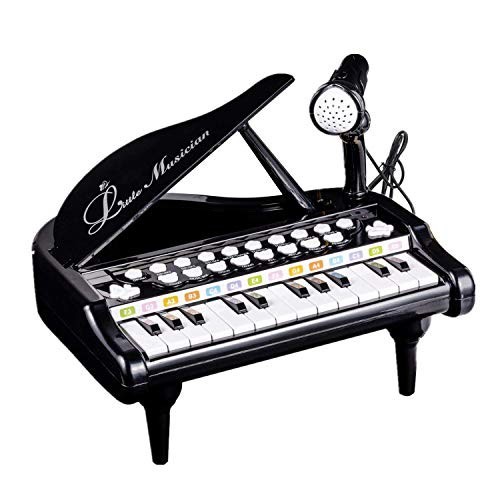 Toddler Piano – 24 Keys Black Baby Piano Toys with Microphone, Birthday Gifts…