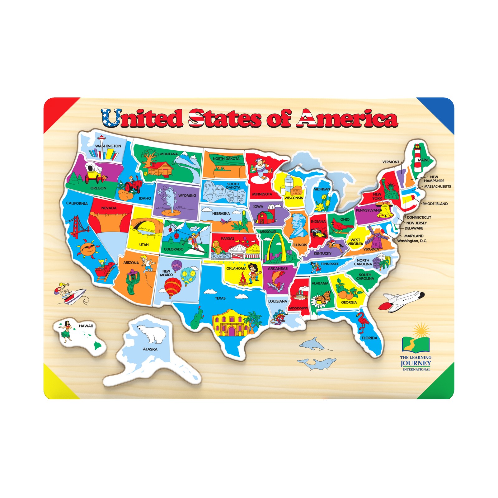 New – The Learning Journey Lift & Learn Puzzle – USA Map: 40 Pcs – Ages 3-6