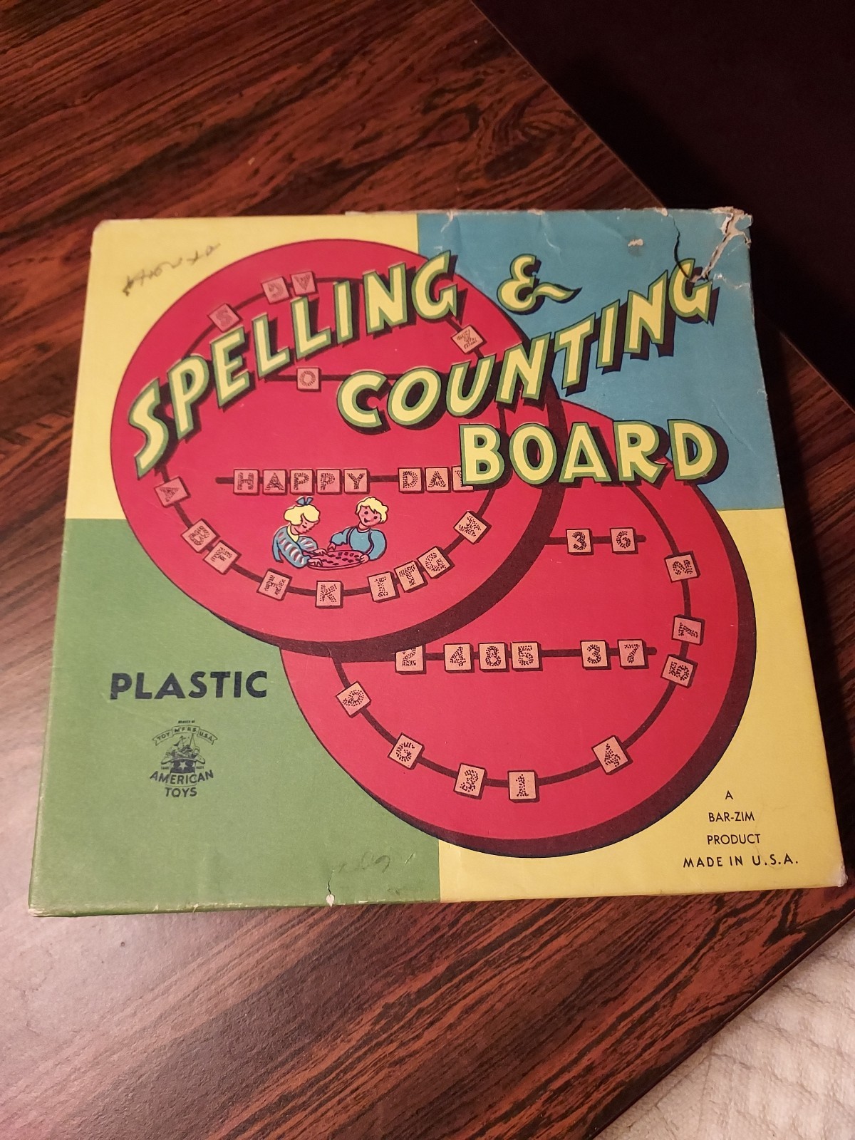 American Toys Bar-Zim Plastic Spelling & Counting Board Alphabet Numbers USA