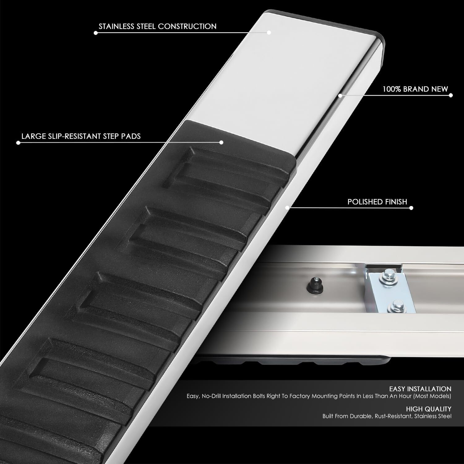 07-18 Chevy Silverado GMC Sierra 52″ Standard Cab 6.75″ Side Running Boards Pair