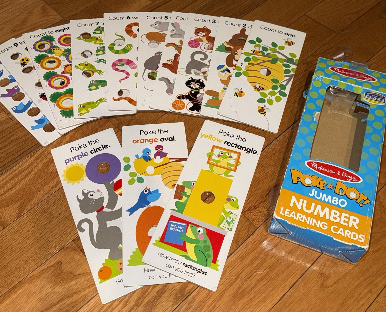 Melissa & Doug Poke-a-Dot! Numbers, Shapes & Colors Jumbo Learning Card set