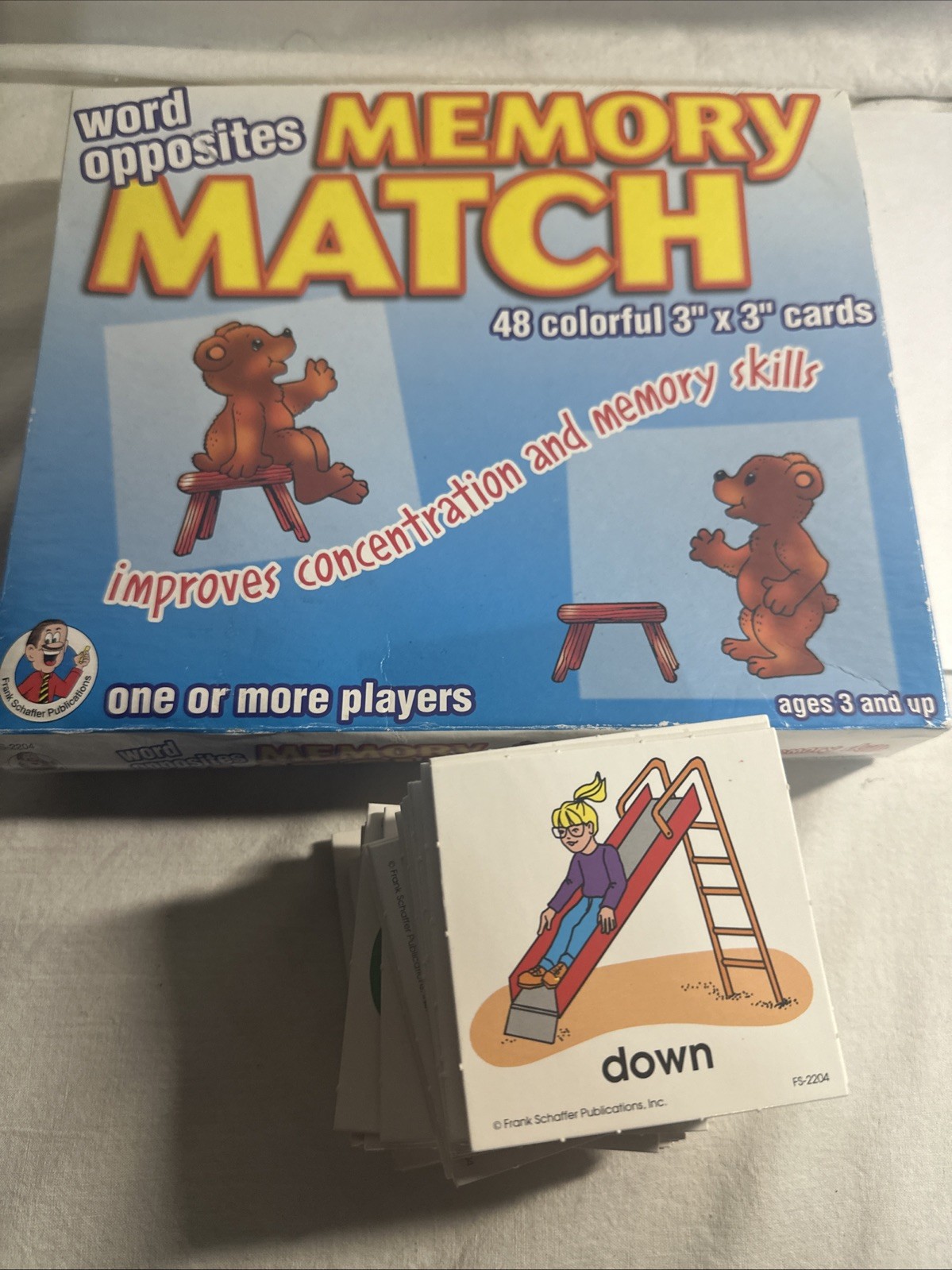 Word Opposites Memory Match Game 48 Cards Frank Schaffer FS-2204 Vintage