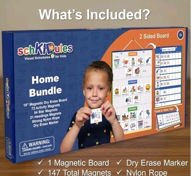 2-Sided Magnetic Visual Schedule for Kids (Home Bundle) | Daily Routines,…