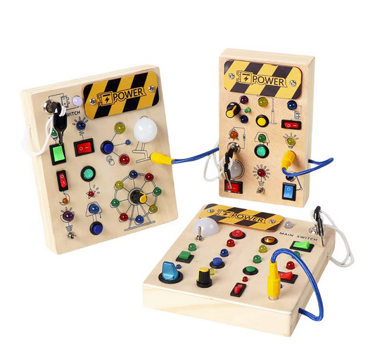 Montessori Busy Board Wooden Sensory Toy w/ Light Switch