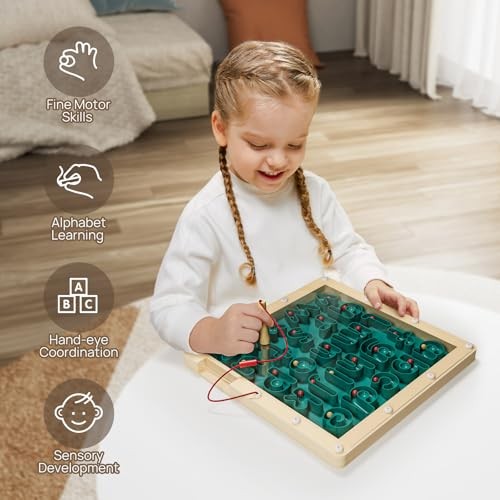 TOP BRIGHT Magnetic Letter Board – Alphabet Learning Montessori Toys, ABC