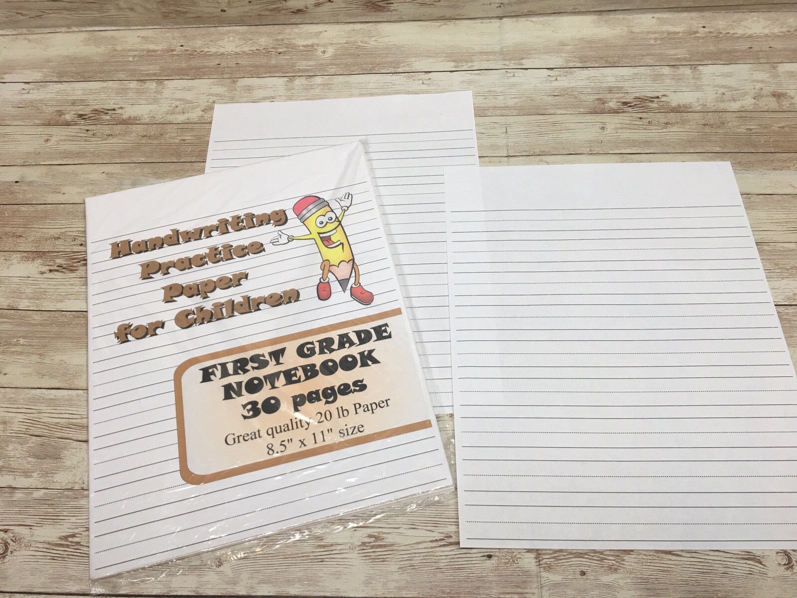 First Grade Notebook Page – Handwriting Practice Paper For Children – 30 Sheets
