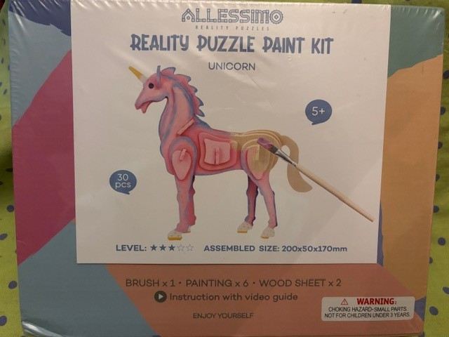 Allessimo Reality Puzzle Paint Kit Wooden UNICORN 30pc Model Kit New Free ship