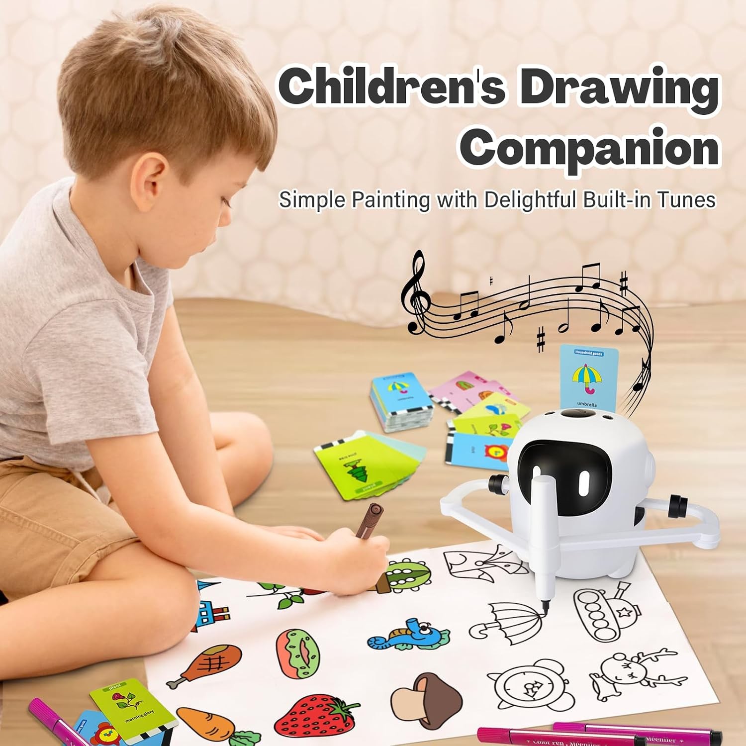 Drawing Robot for Kids with 150 Cards, Voice Interactive Educational Drawing Mac