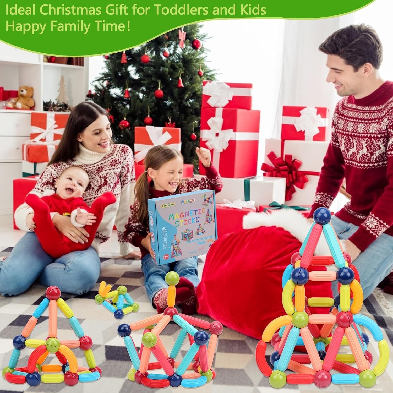 Magnetic Building Blocks STEM for Toddler 42/74pcs Montessori Magnet Toys for