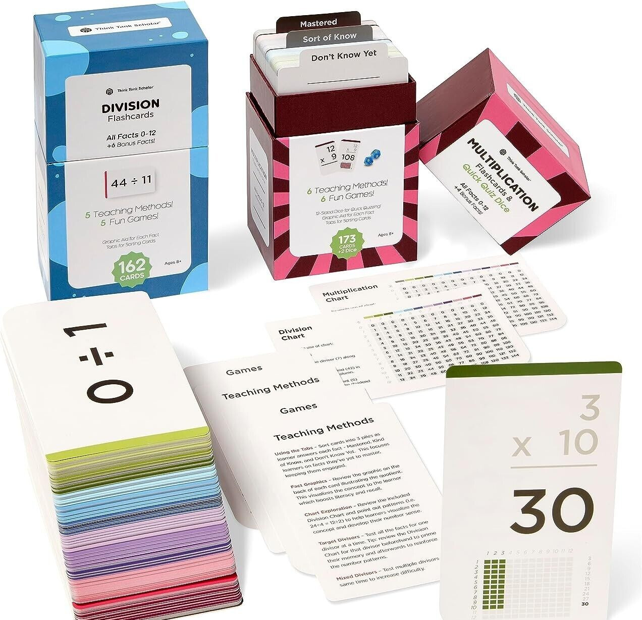 Bundle Think Tank Scholar Multiplication / Division Flash Cards 335 Cards