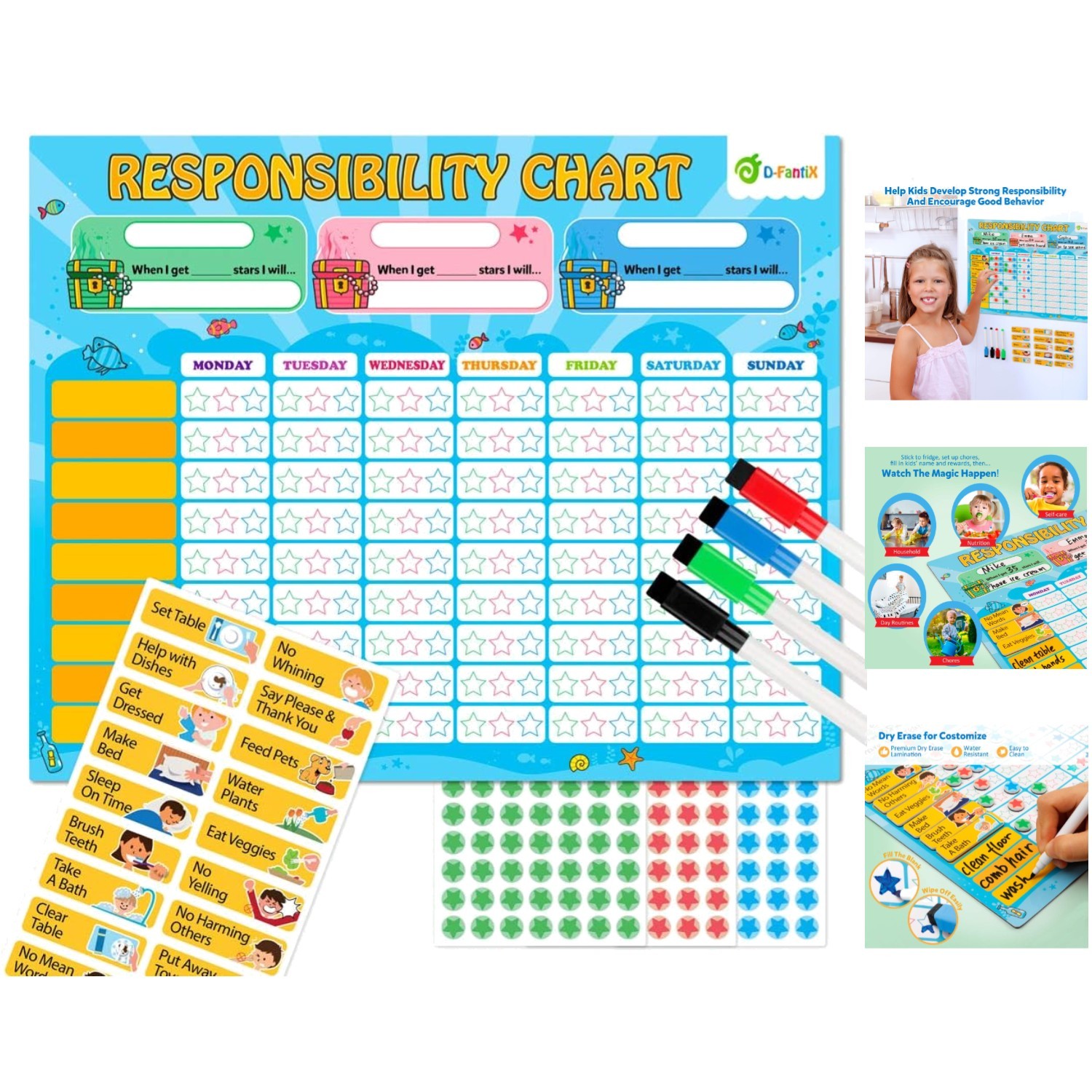 Durable Magnetic Responsibility Chart – Daily Routine & Reward System for Kids
