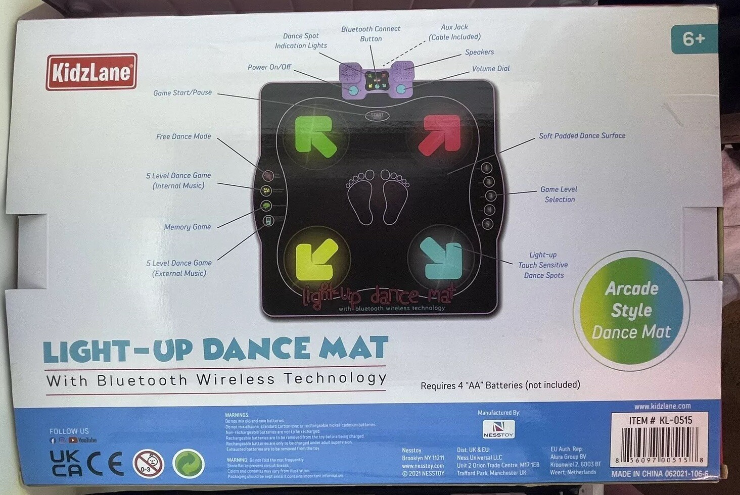Kidzlane Dance Mat Light Up Dance Pad with Wireless Bluetooth Built in Music