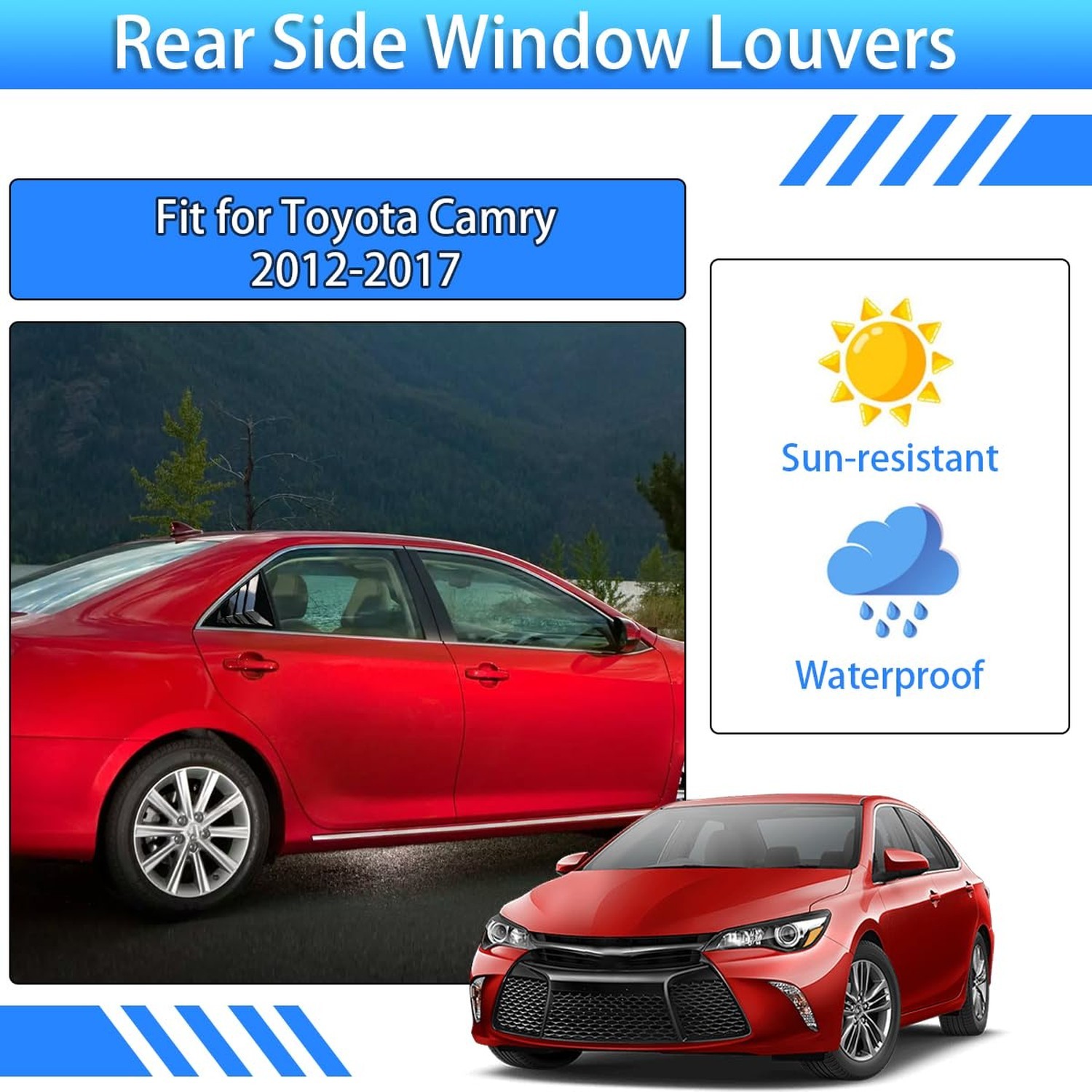 for Toyota Camry 2012 2013 2014 2015 2016 2017 Window Louvers Front Side Raci…