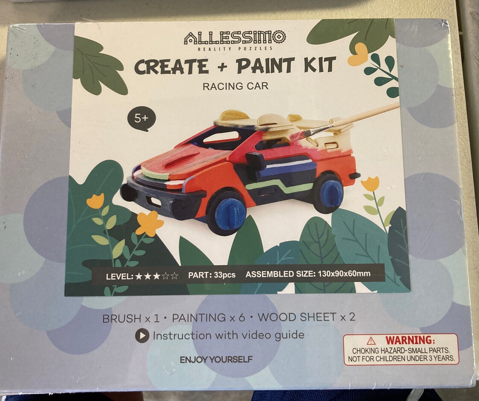Allessimo Reality 3D Wooden Racing Car Puzzle Model Paint Kit Toys FREE SHIPPING