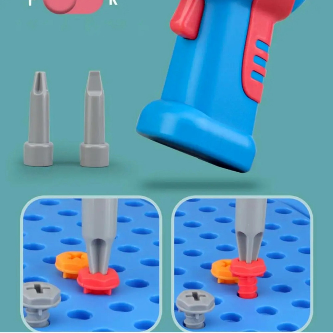 Kids Creativity Tool Box, Creative Puzzle Toy with Electric Drill Screw Tool Set