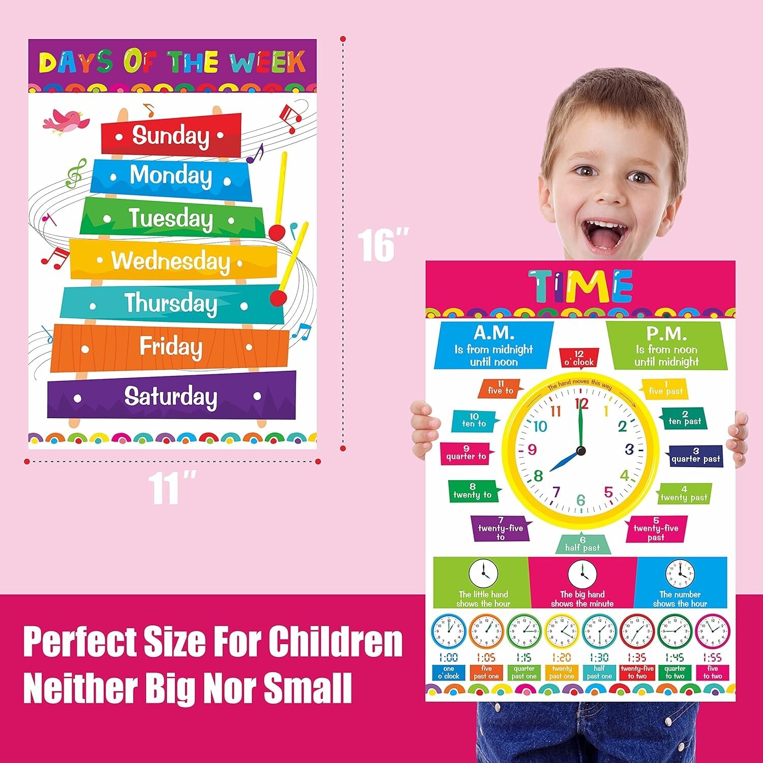 Educational Preschool Posters for Kids Toddlers, Laminated Early Learning Charts