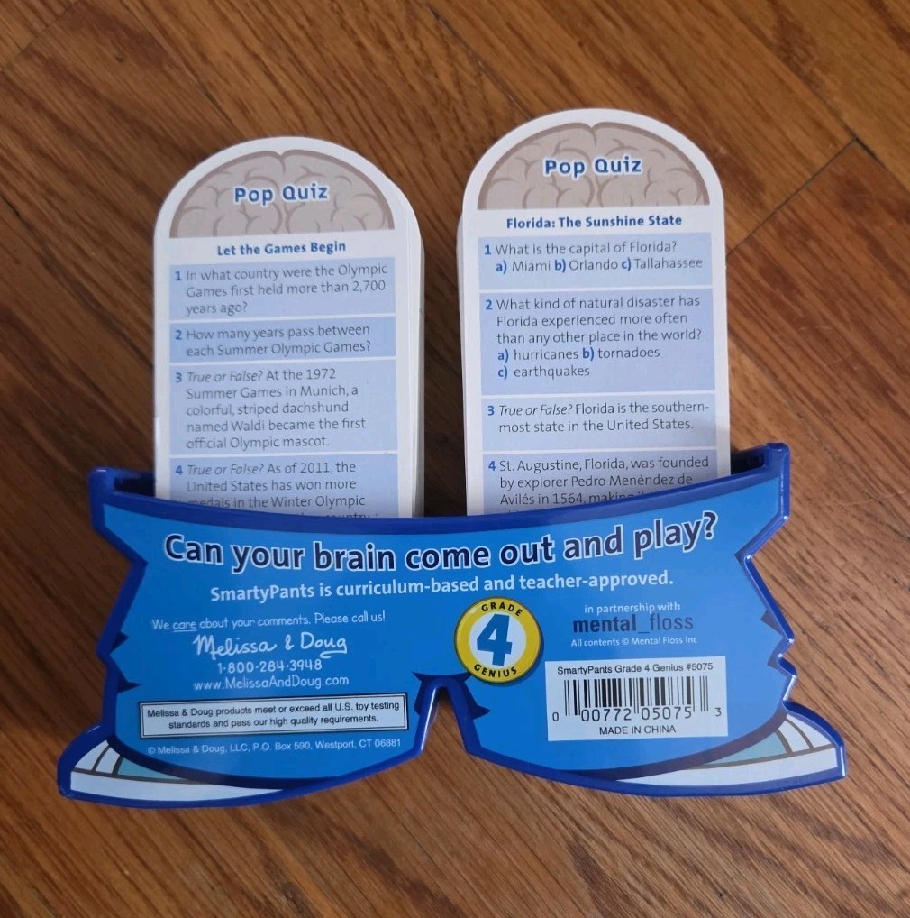 Melissa & Doug Smarty Pants Grade 4 Brain Building Cards ?s Puzzles FREE SHIP