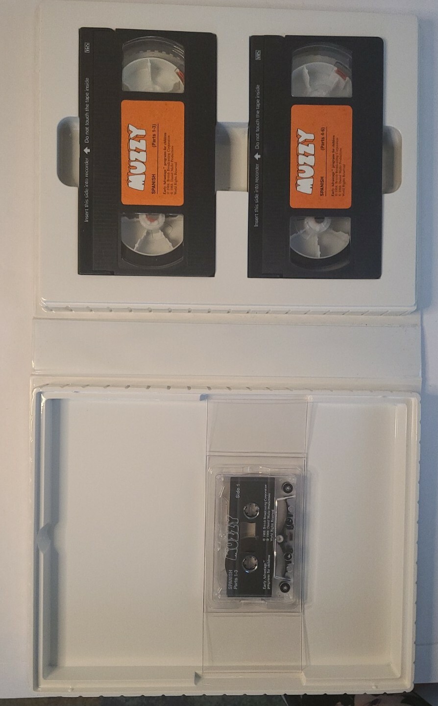 Muzzy BBC VHS and Cassette Spanish Learning Course for Children w Notebook