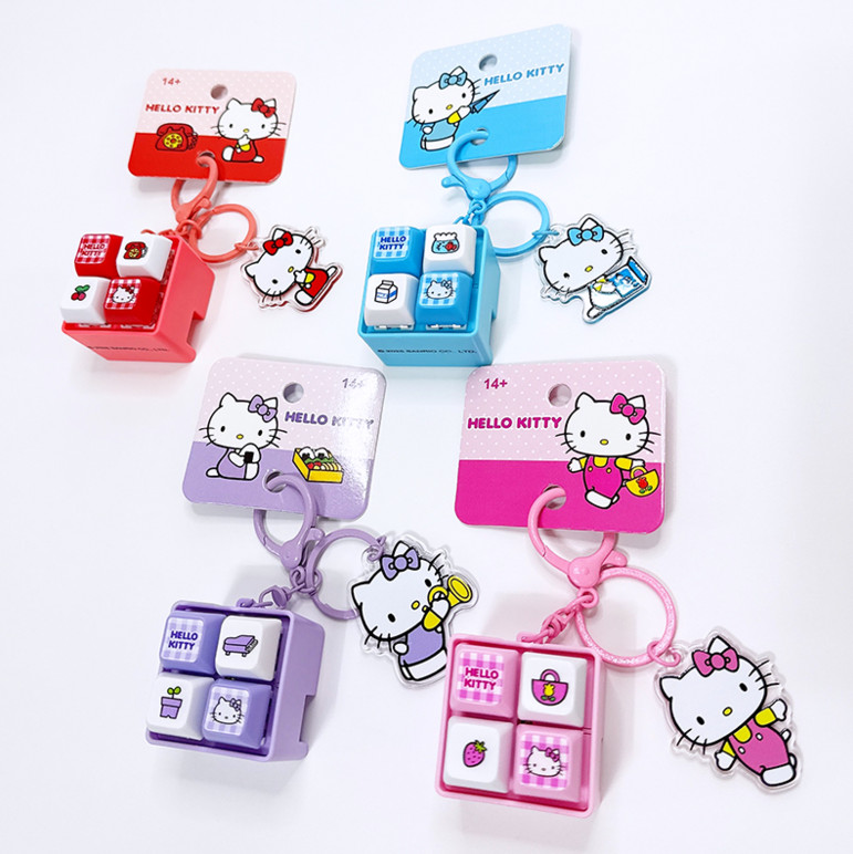 Hello Kitty (Sanrio) LED Keycap Clicker Keychain Keyring 4 Colors Full Set