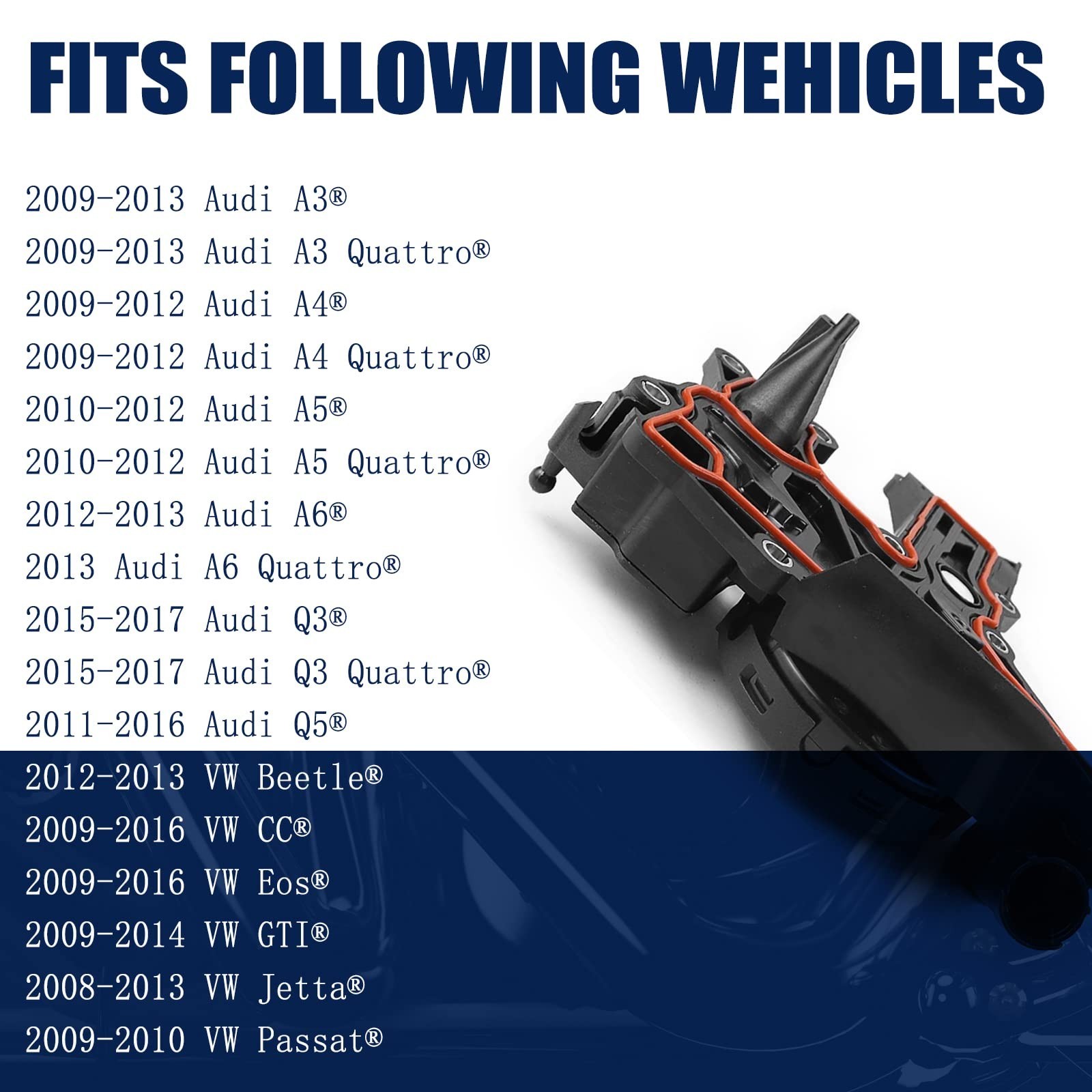 PCV Crankcase Vent Valve Breather Hose Kit Oil Separator Compatible with Audi…