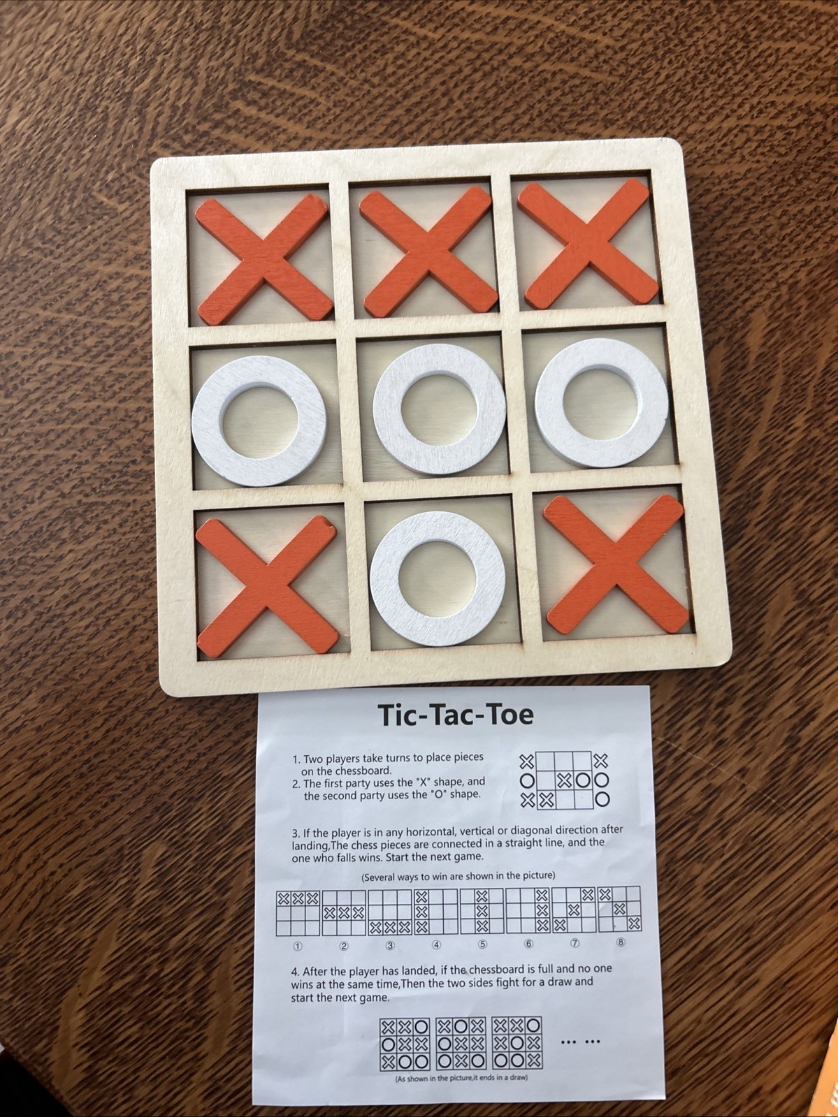 Solid Wooden Tic Tac Toe Board Game Perfect For Family Fun Great For Travel