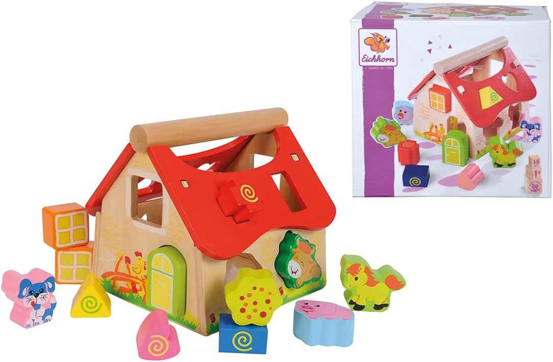Eichhorn 100002098 Colourful Farmhouse Baby Toy Quality Wooden Sorter Comes with