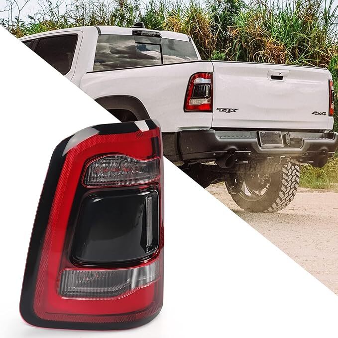 19-22 Dodge Ram 1500 Blindspot Ready LED Tail Light Black Smoke Left Driver Side