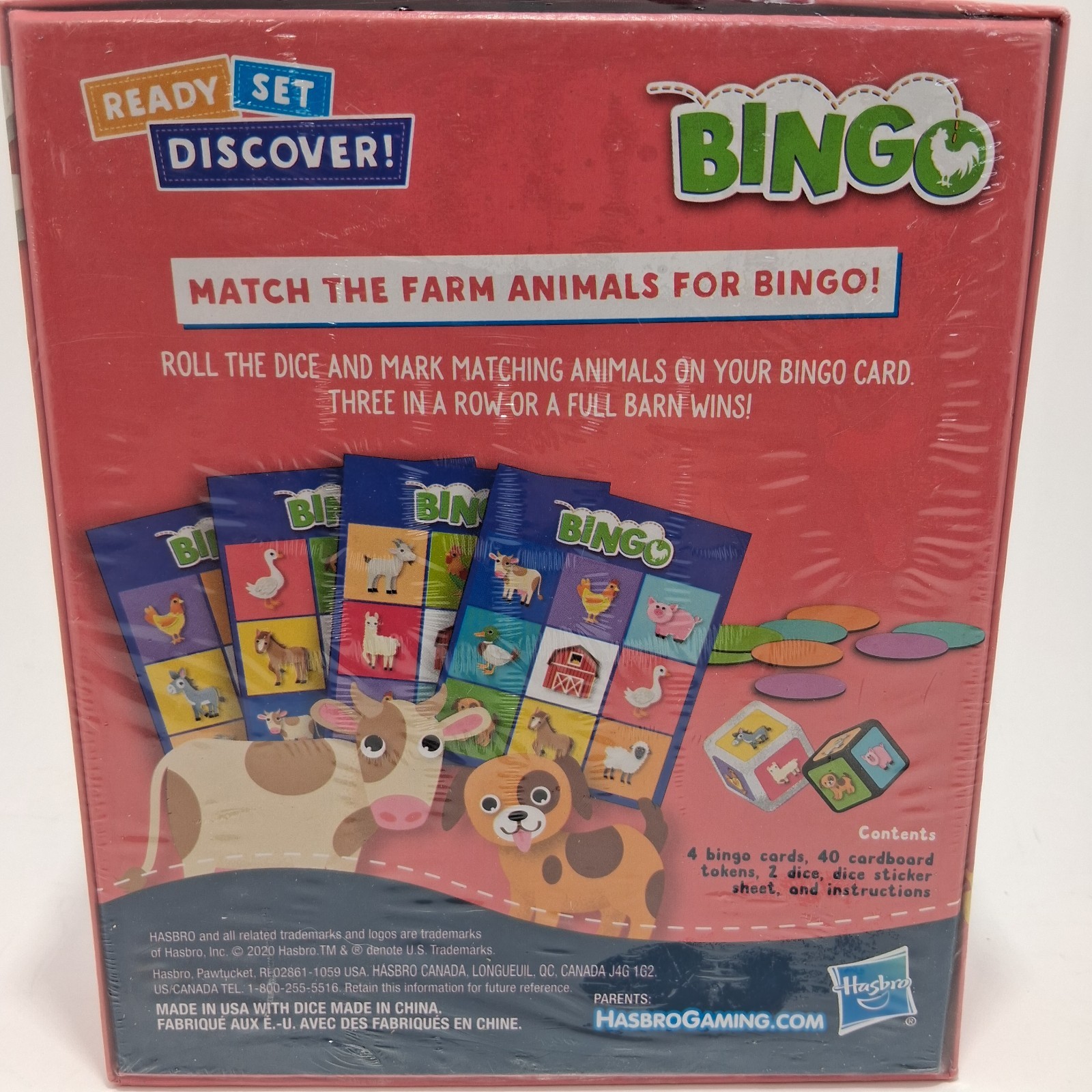 Hasbro Gaming Bingo Game Farm Animals 2020 Ready Set Discover! Brand New