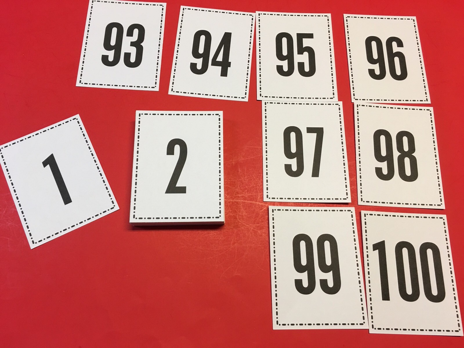 Full Sized – Numbers 1-100 flash cards. 5.5 x 4.25 Pre-k, Preschool Math Number