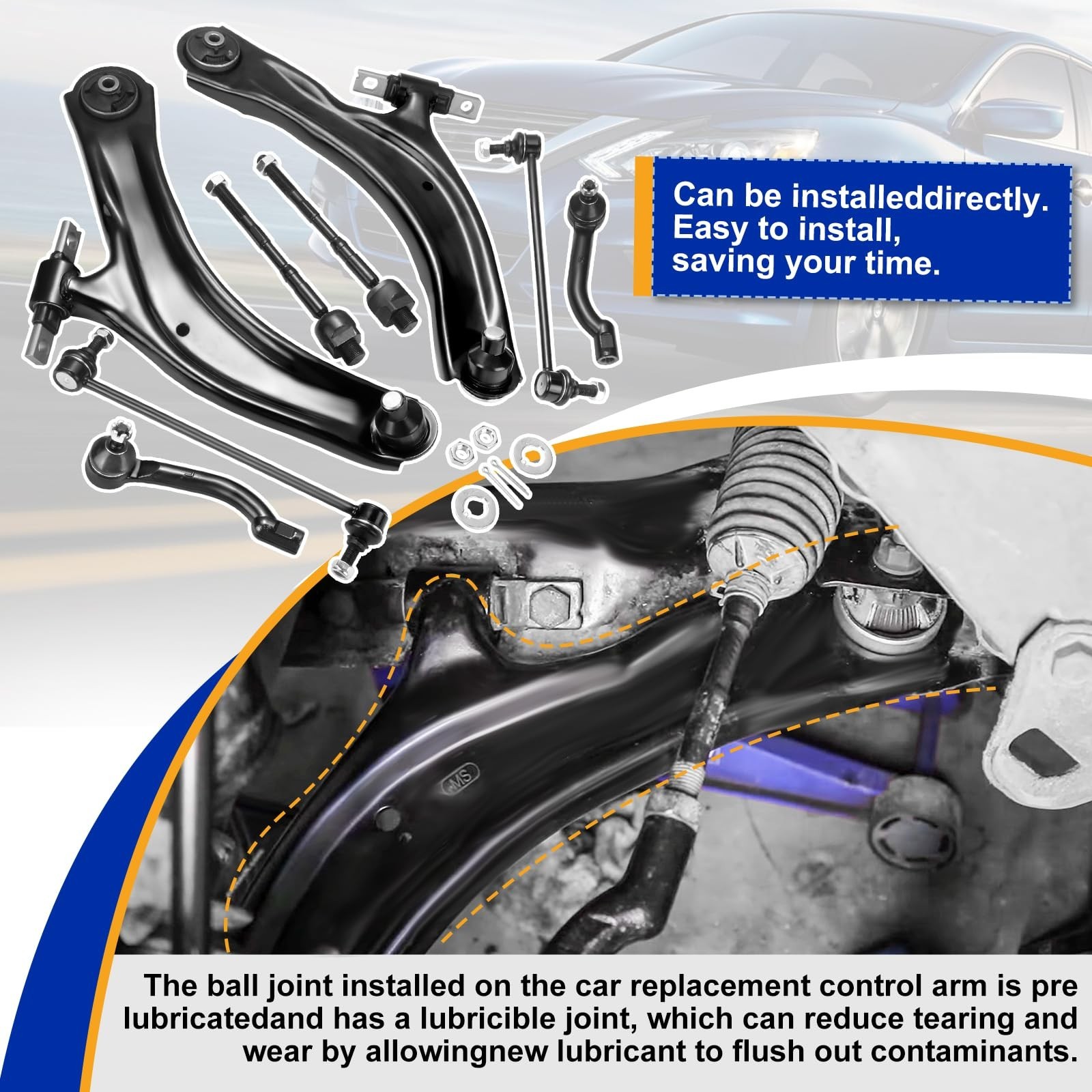 8pc Front Lower Control Arms – Suspension Kit for Nissan Rogue 2008-2013 & Se…