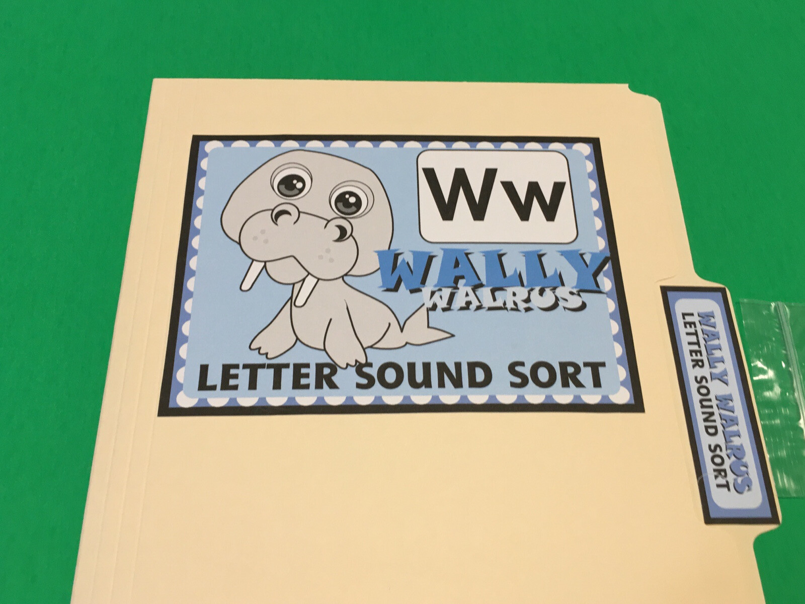 Wally Walrus – Letter Ww – DIY File Folder game – Printed / Uncut