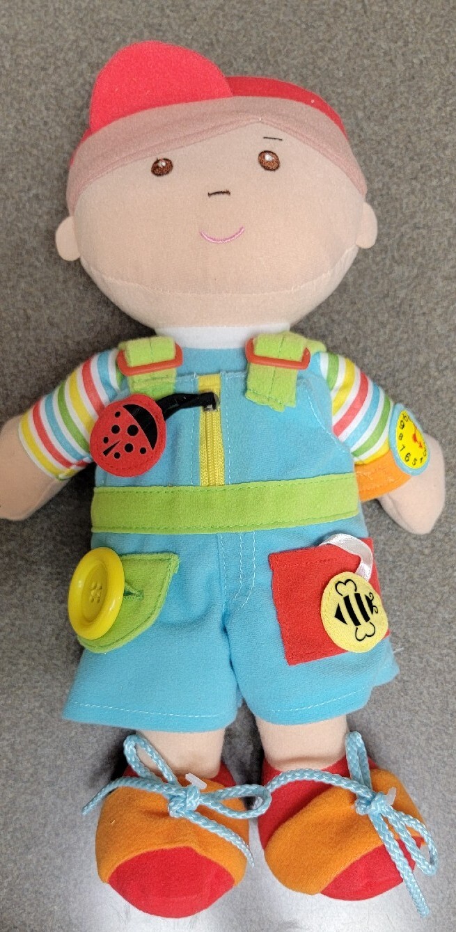 Spark Create 14″ Learning Buddy Plush Doll Sensory Fine Motor Skills Button Tie