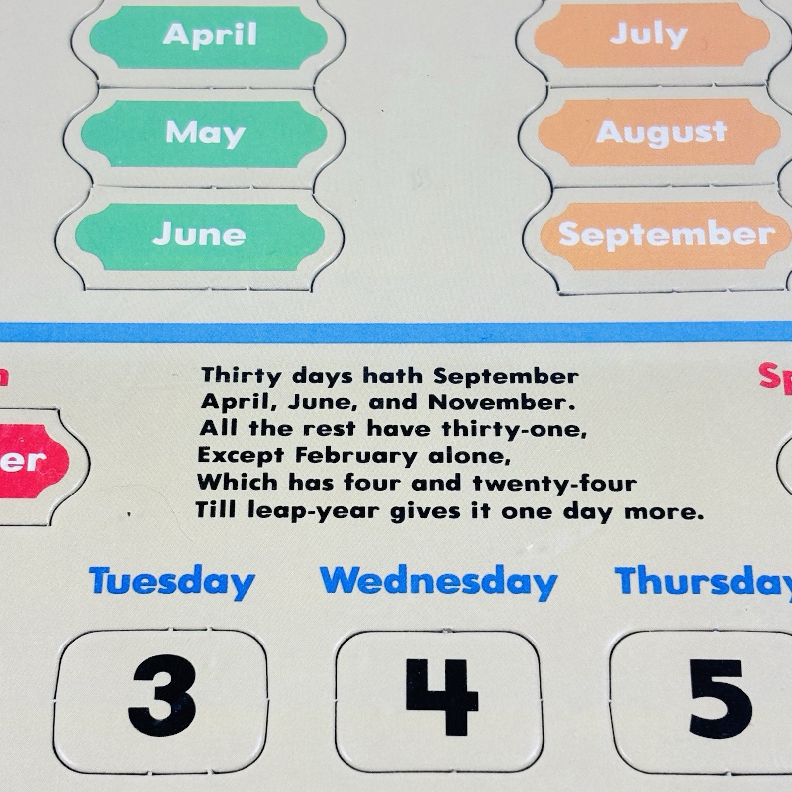1985 Golden Step Ahead School Classroom Calendar Learning Board Retro 80’s NEW